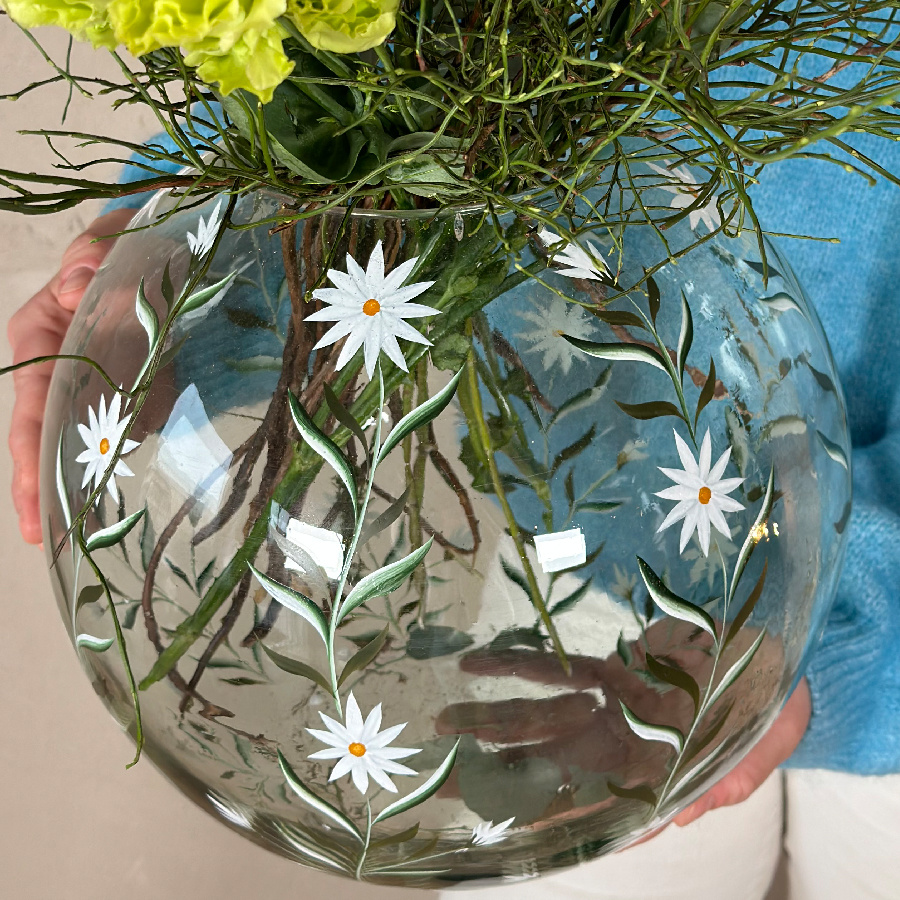 HANDPAINTED CANDLE HOLDER EDELWEISS LARGE