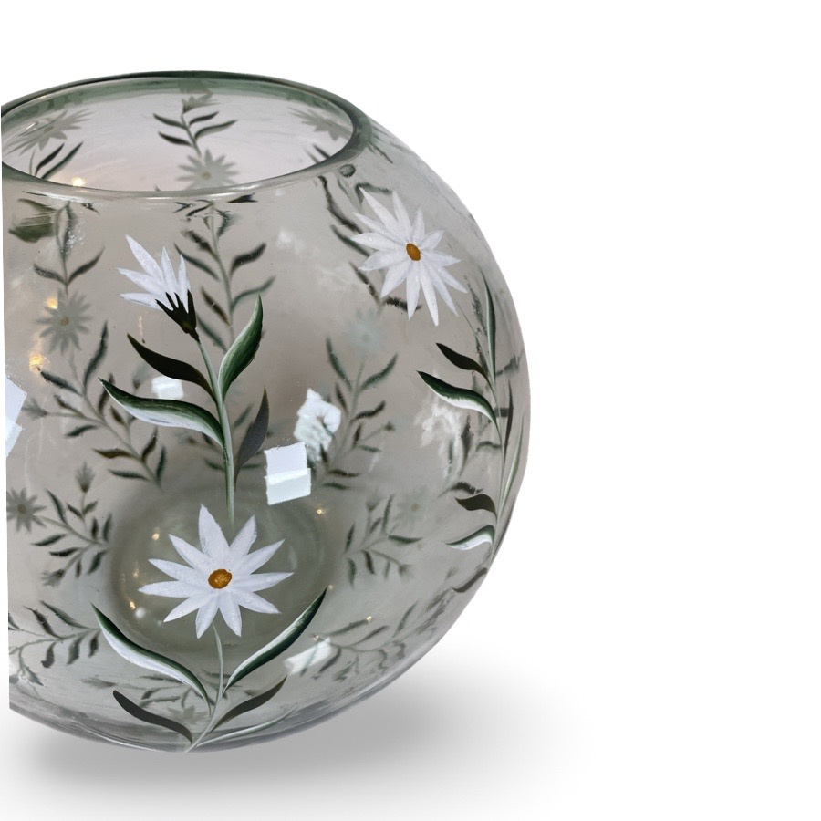 HANDPAINTED CANDLE HOLDER EDELWEISS LARGE
