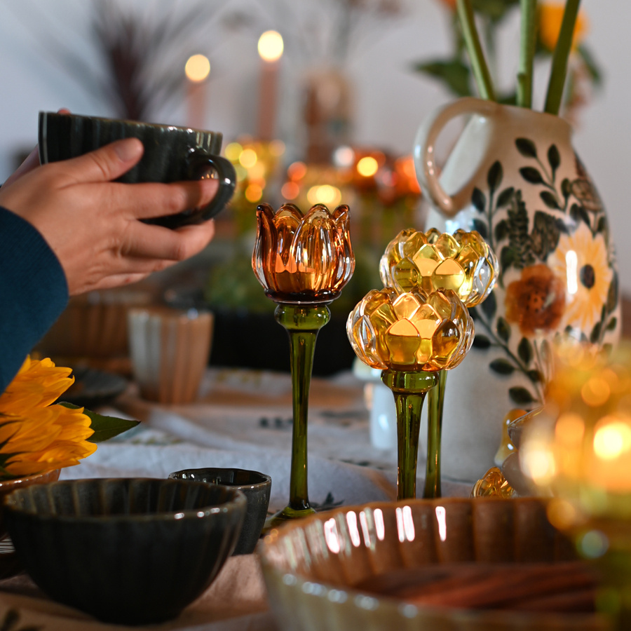 CANDLE HOLDER PROTEA LARGE LIGHT-YELLOW