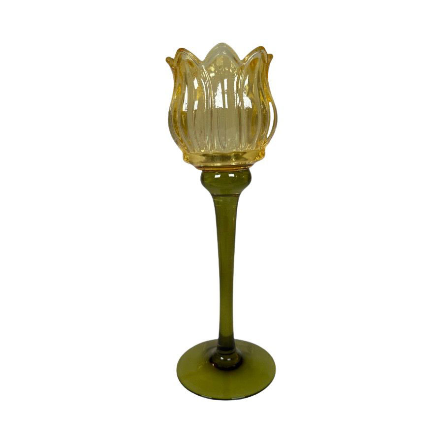 CANDLE HOLDER TULIP LARGE LIGHT-YELLOW