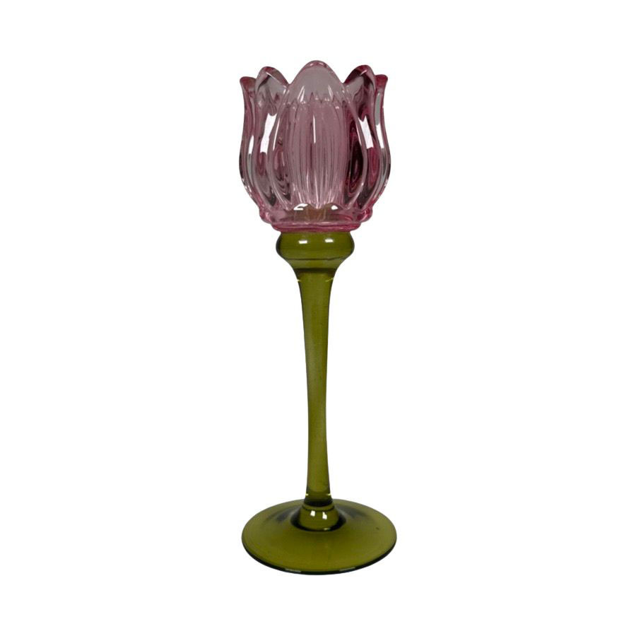 CANDLE HOLDER TULIP PINK L