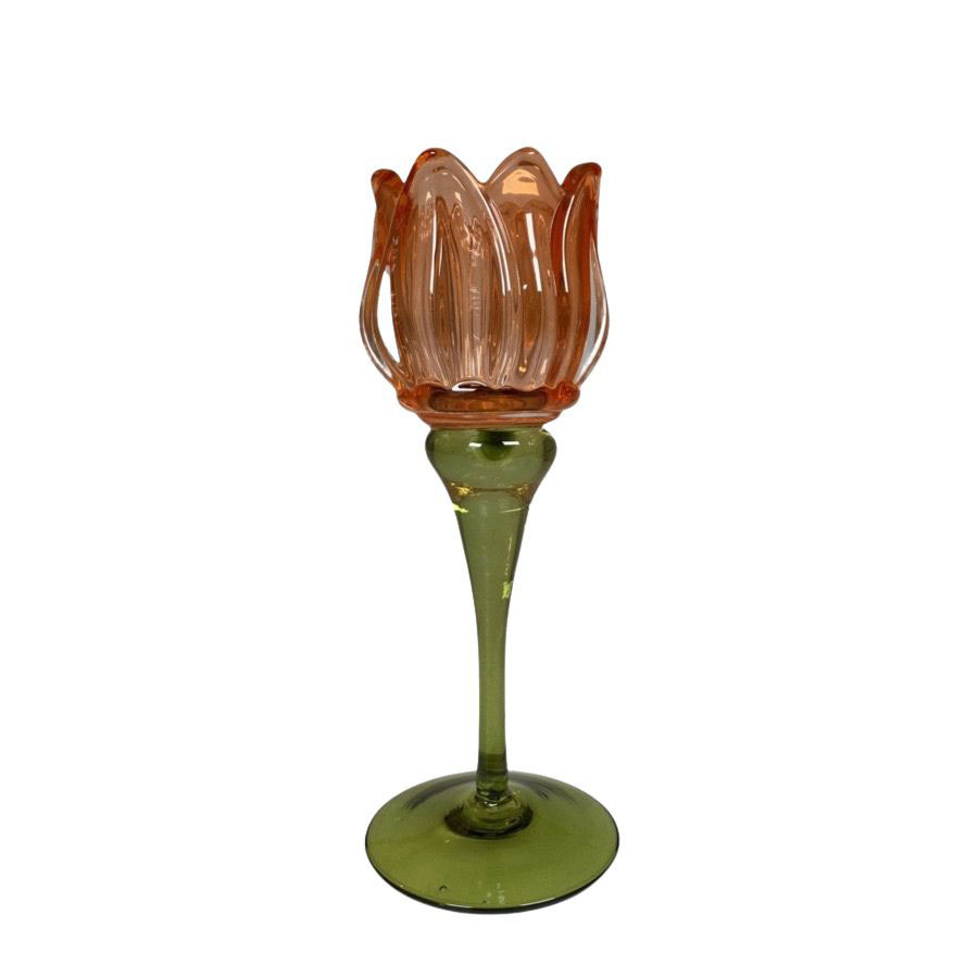 CANDLE HOLDER TULIP ORANGE