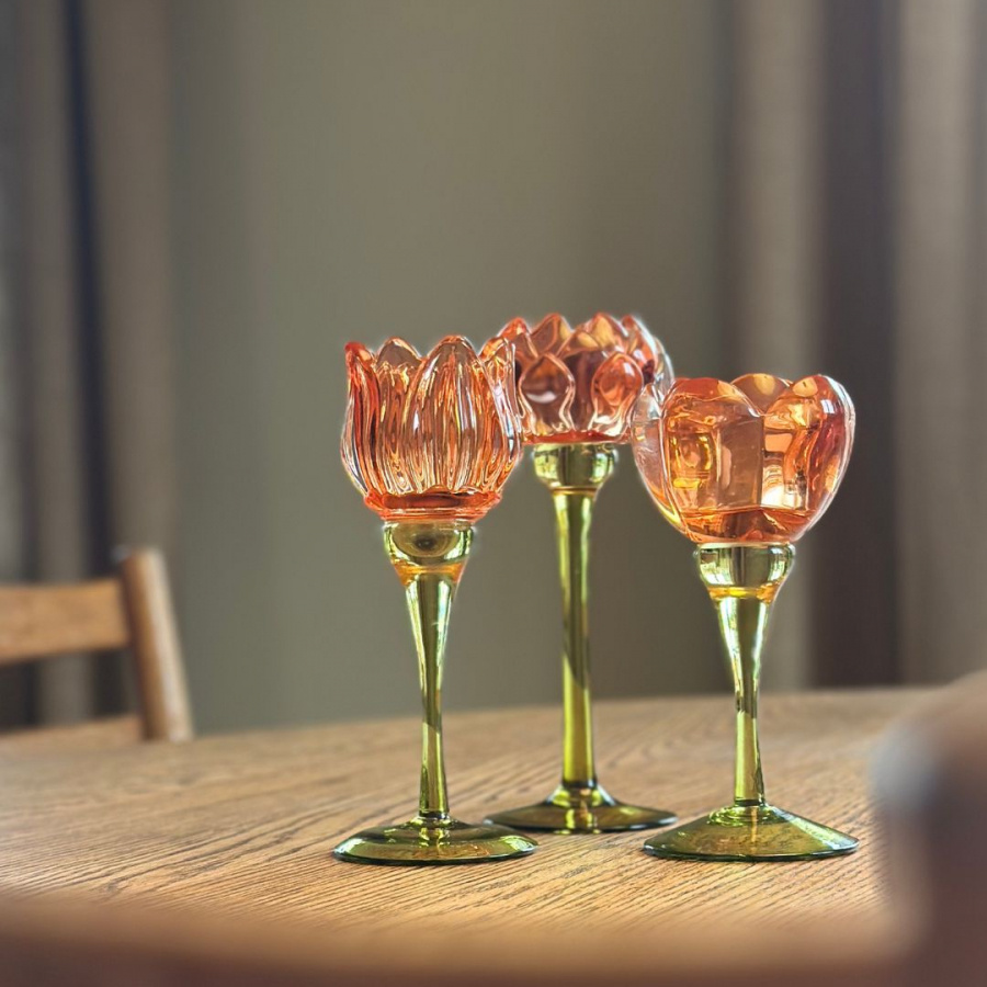 CANDLE HOLDER ROSE ORANGE