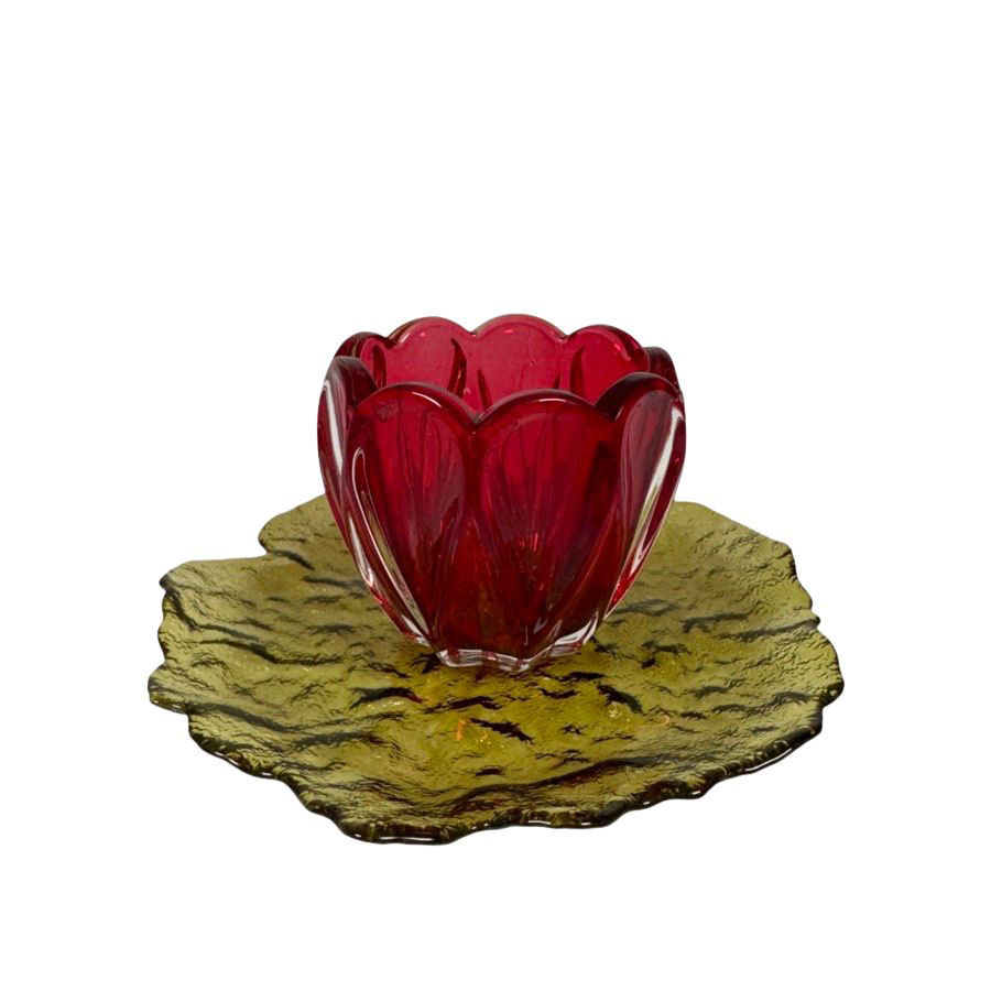 CANDLE HOLDER NYMPHAEA RED