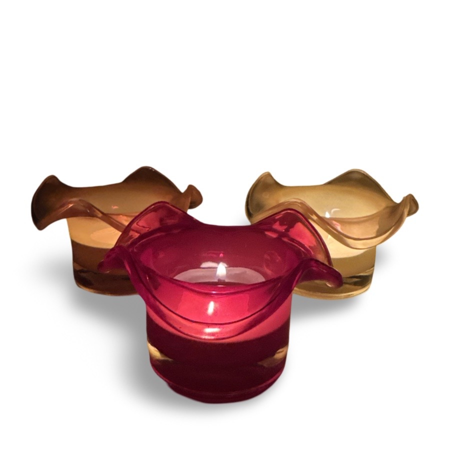 CANDLE HOLDER FLOUNCE RED