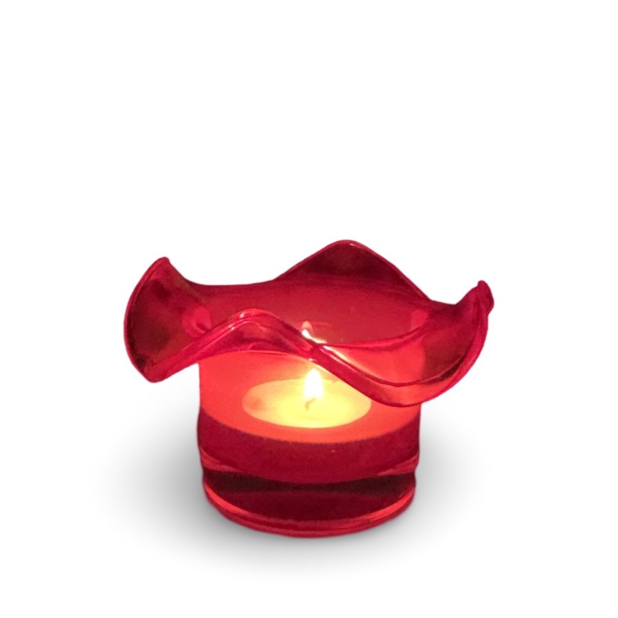CANDLE HOLDER FLOUNCE RED