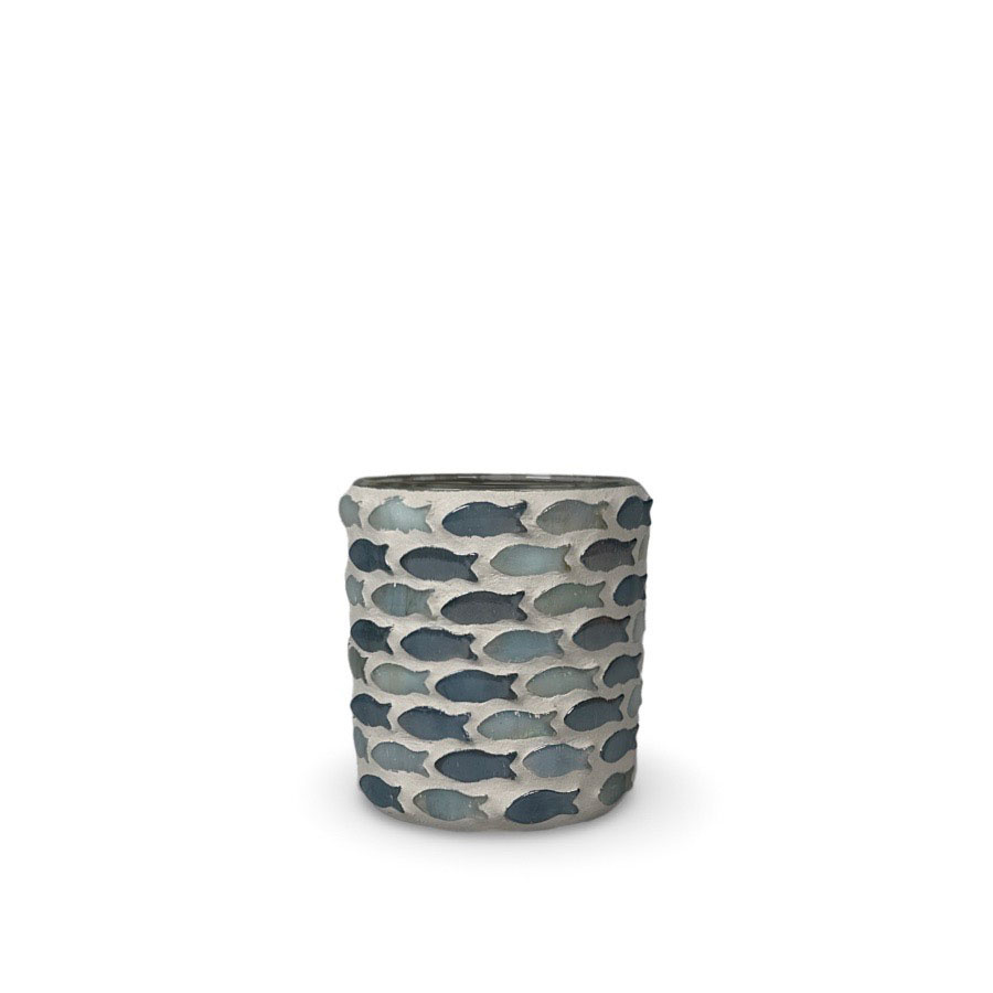 CANDLE HOLDER MOSAIK FISH GREY S