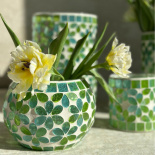 CANDLE HOLDER MOSAIK PETALS GREEN L CANDLE HOLDER MOSAIK PETALS GREEN L