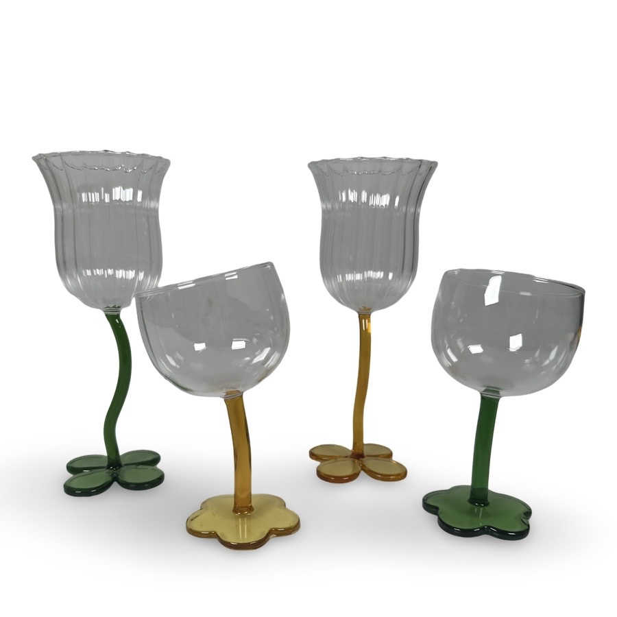 WINE GLASS FLORETTE TILTED YELLOW