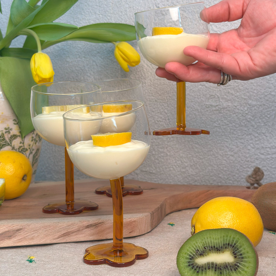 WINE GLASS FLORETTE TILTED YELLOW