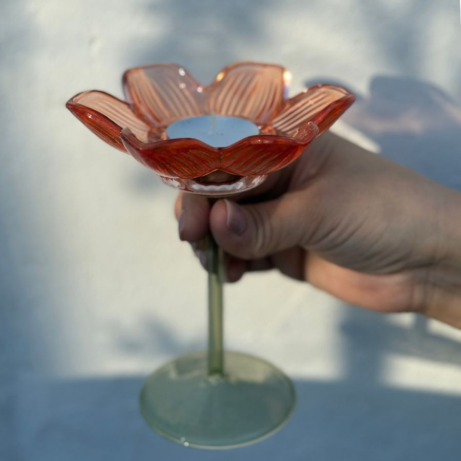 CANDLE HOLDER PETAL ORANGE S