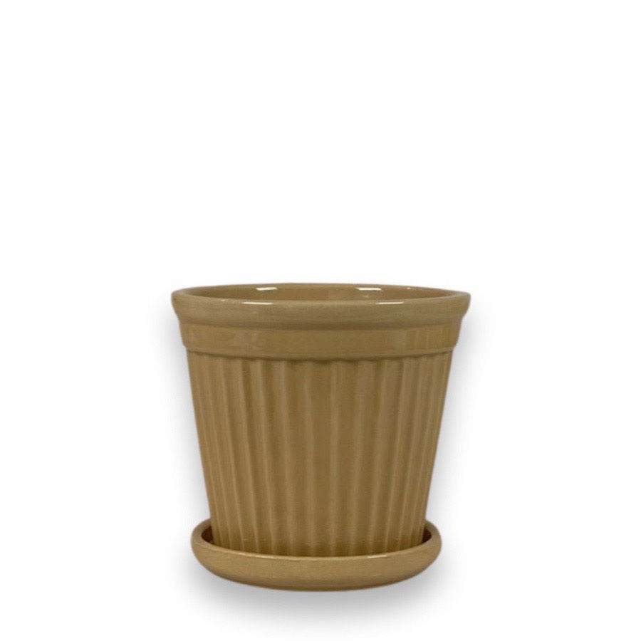 POT TERRA STRIPE GLAZE OAT MINI
