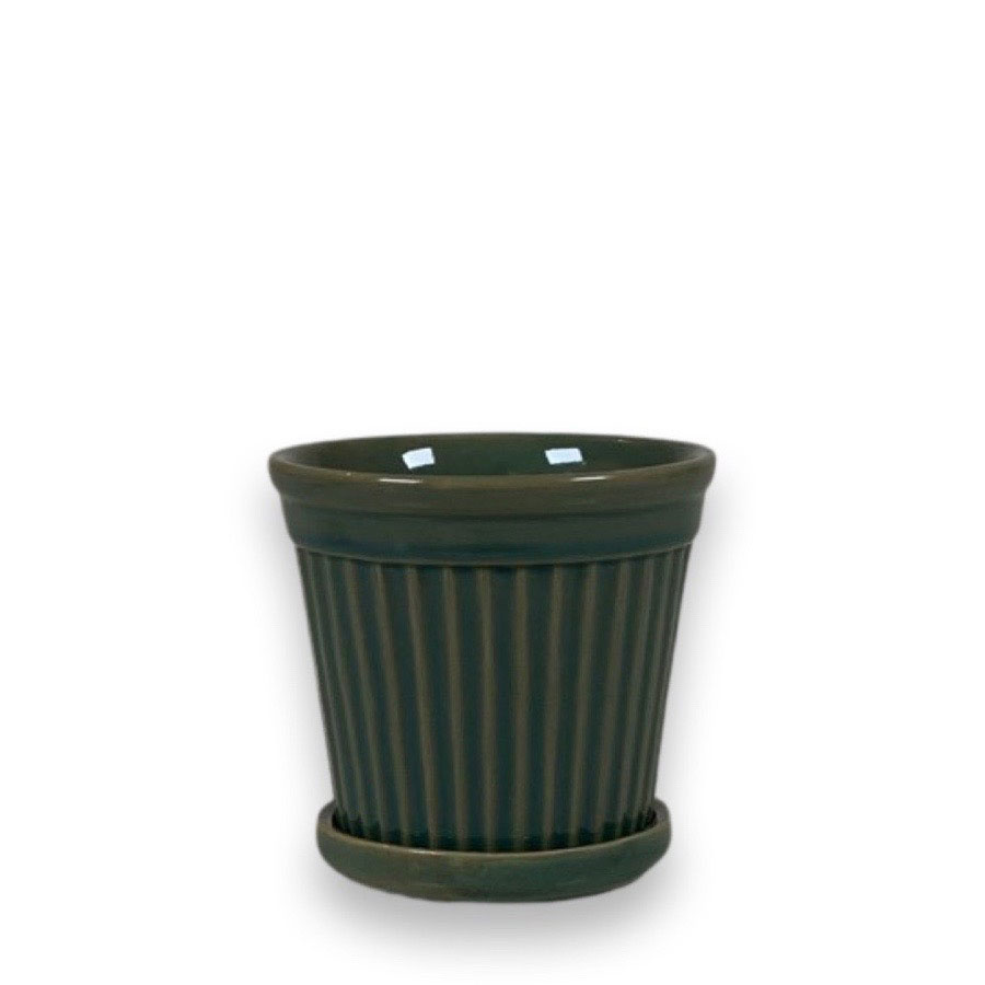 POT TERRA STRIPE GLAZE SLATE MINI