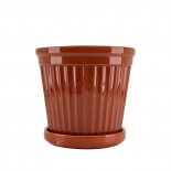 POT TERRA STRIPE GLAZE BURNT SIENNA MEDIUM POT TERRA STRIPE GLAZE BURNT SIENNA MEDIUM
