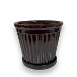 POT TERRA STRIPE GLAZE BROWN MEDIUM POT TERRA STRIPE GLAZE BROWN MEDIUM
