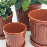 POT TERRA STRIPE GLAZE BURNT SIENNA LARGE POT TERRA STRIPE GLAZE BURNT SIENNA LARGE