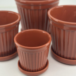 POT TERRA STRIPE GLAZE BURNT SIENNA LARGE POT TERRA STRIPE GLAZE BURNT SIENNA LARGE