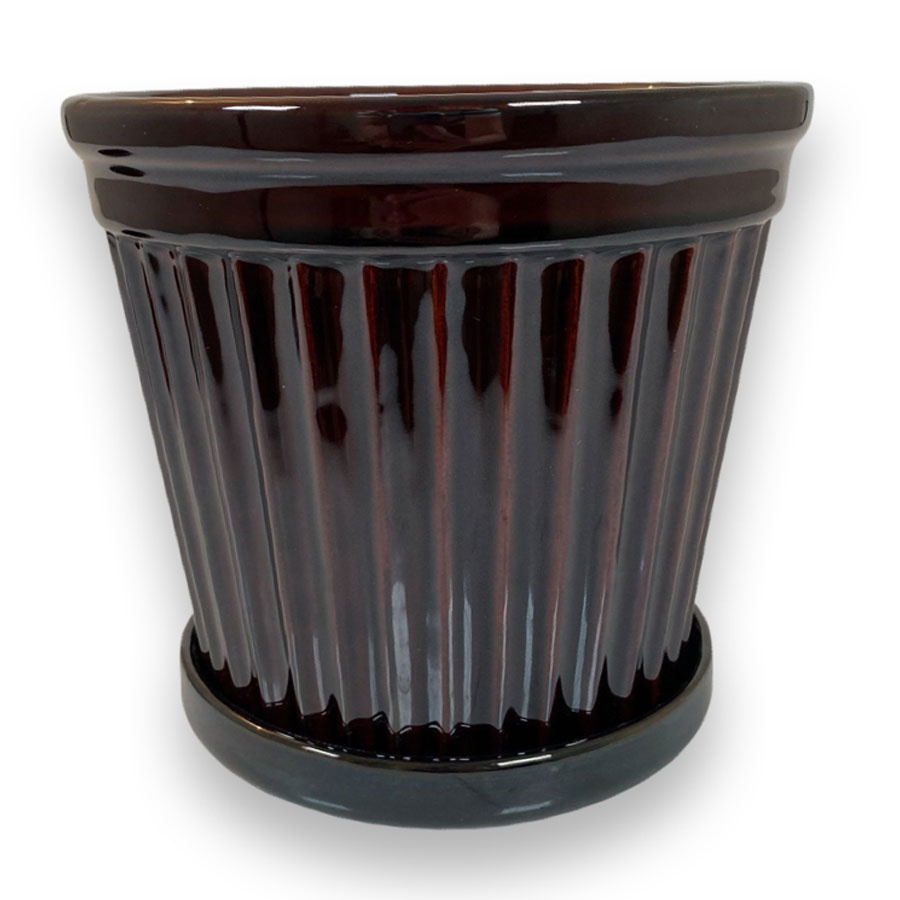 POT TERRA STRIPE GLAZE BROWN XLARGE
