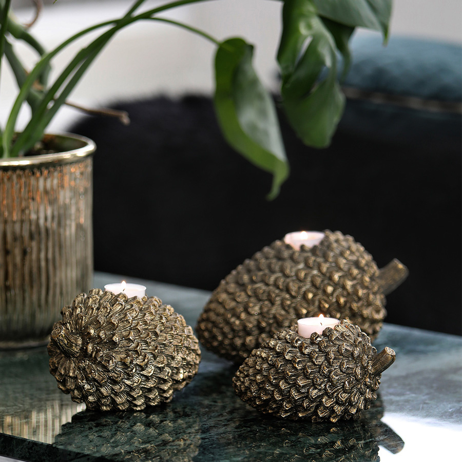 CANDLE HOLDER CONE GOLD LARGE