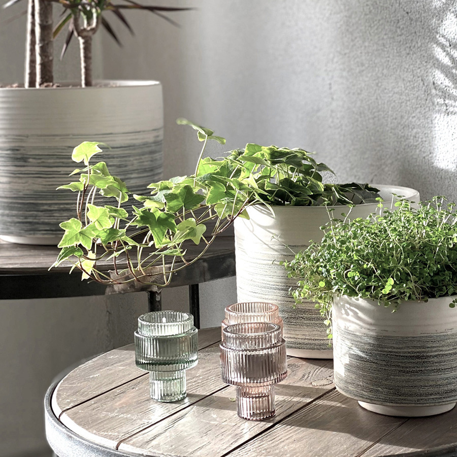 POT CHARCOAL STRIPES SMALL