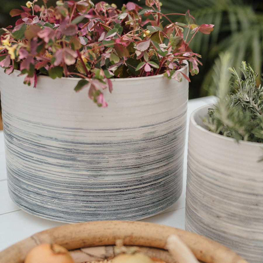 POT CHARCOAL STRIPES SMALL