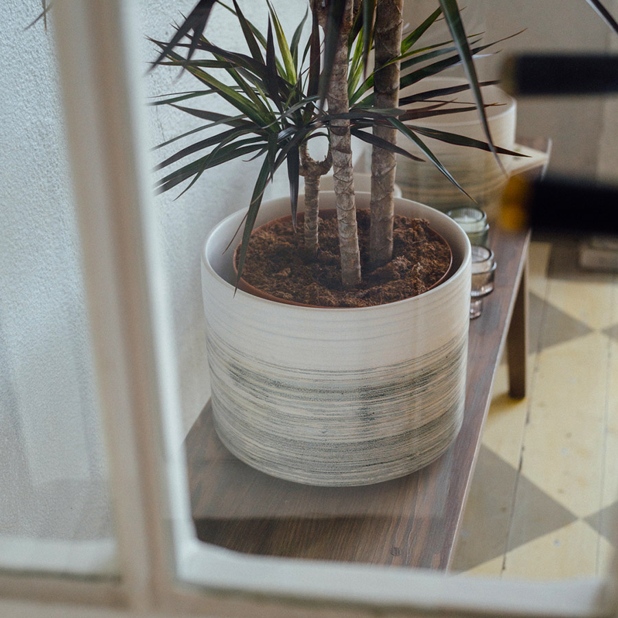 POT CHARCOAL STRIPES LARGE