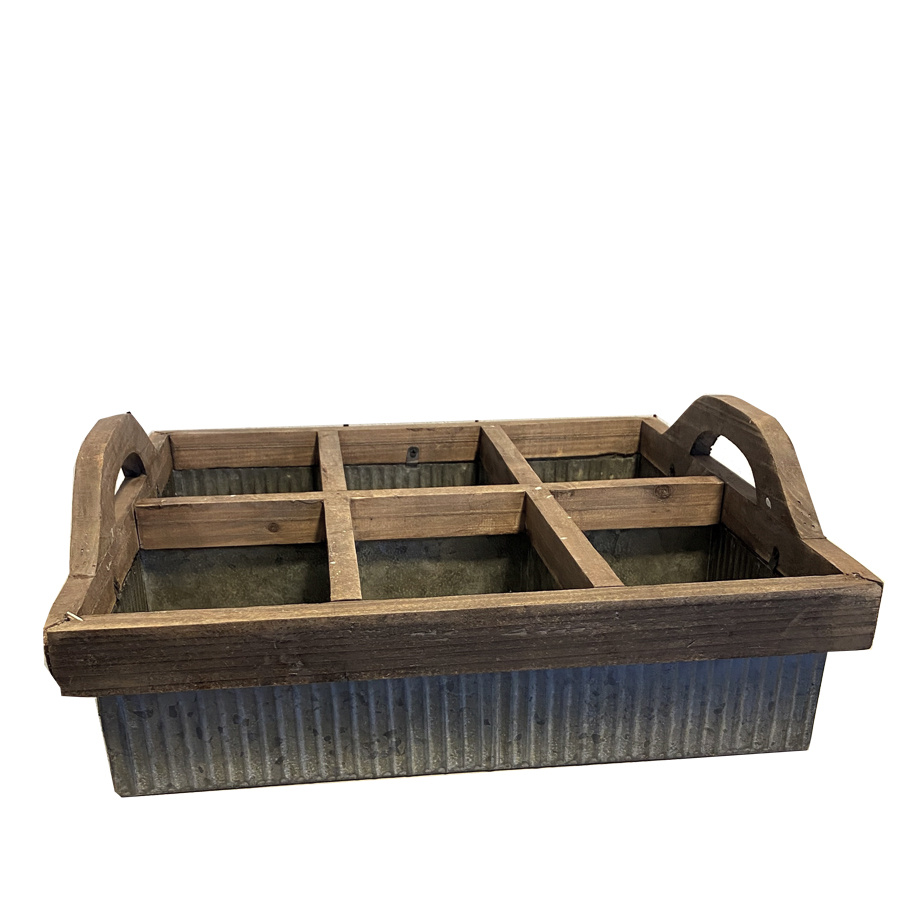 WOOD AND METAL BASKET BEA LARGE