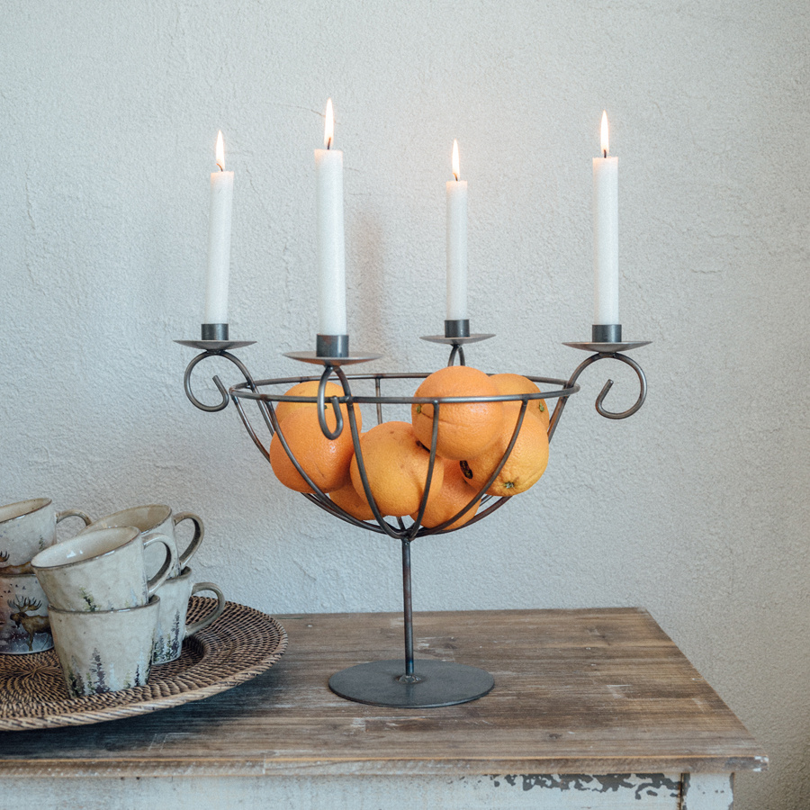 CANDLE HOLDER BASKET FORGED