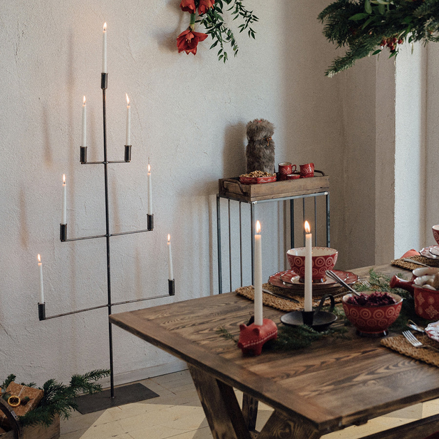 FLOOR CANDLE HOLDER TREE FORGED