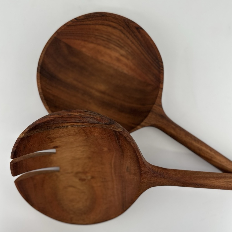 WOODY SALAD SERVERS MEGA ROUND