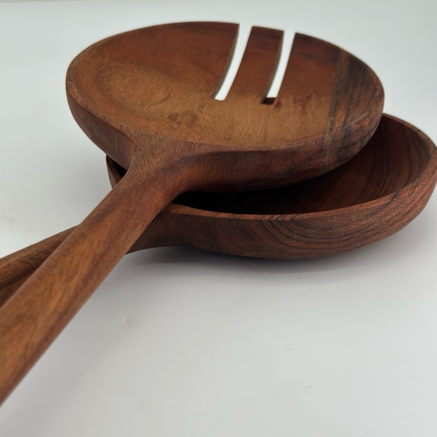WOODY SALAD SERVERS MEGA ROUND