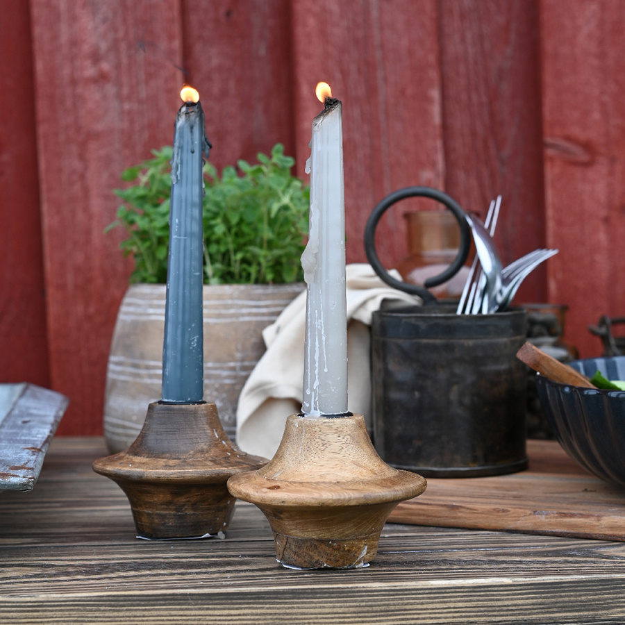 CANDLE HOLDER LIGNUM LIGHT BURNT