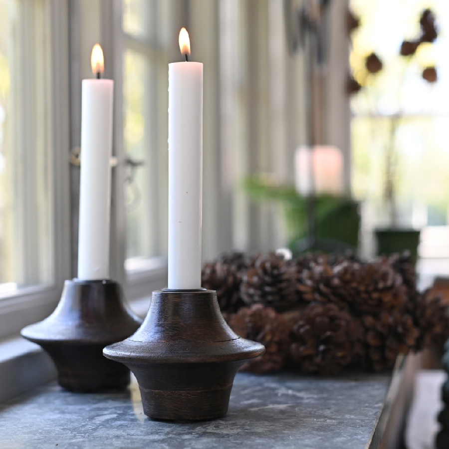 CANDLE HOLDER LIGNUM TEA DARK BURNT