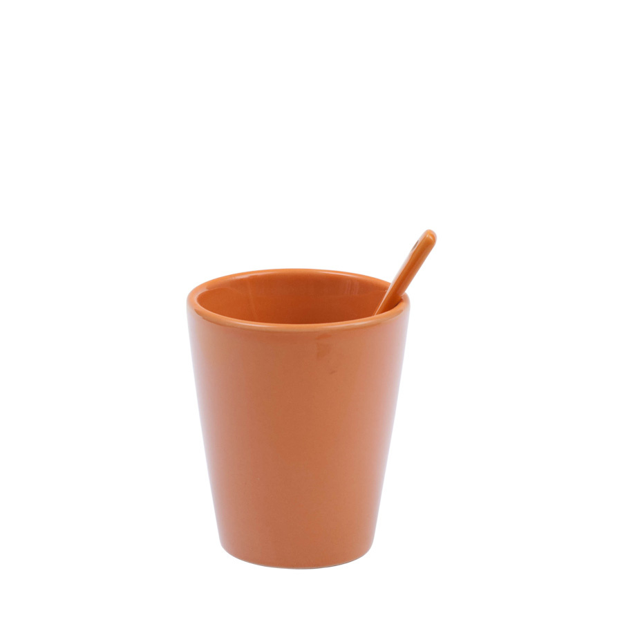 MUG WITH SPOON LARGE ORANGE
