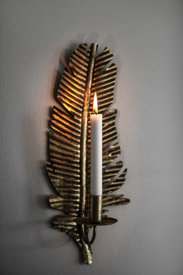 CANDLEHOLDER GOLDEN FEATHER