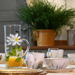 HANDPAINTED JUG BLOOMY WHITE HANDPAINTED JUG BLOOMY WHITE