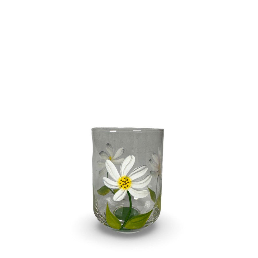 HANDPAINTED GLASS BLOOMY WHITE
