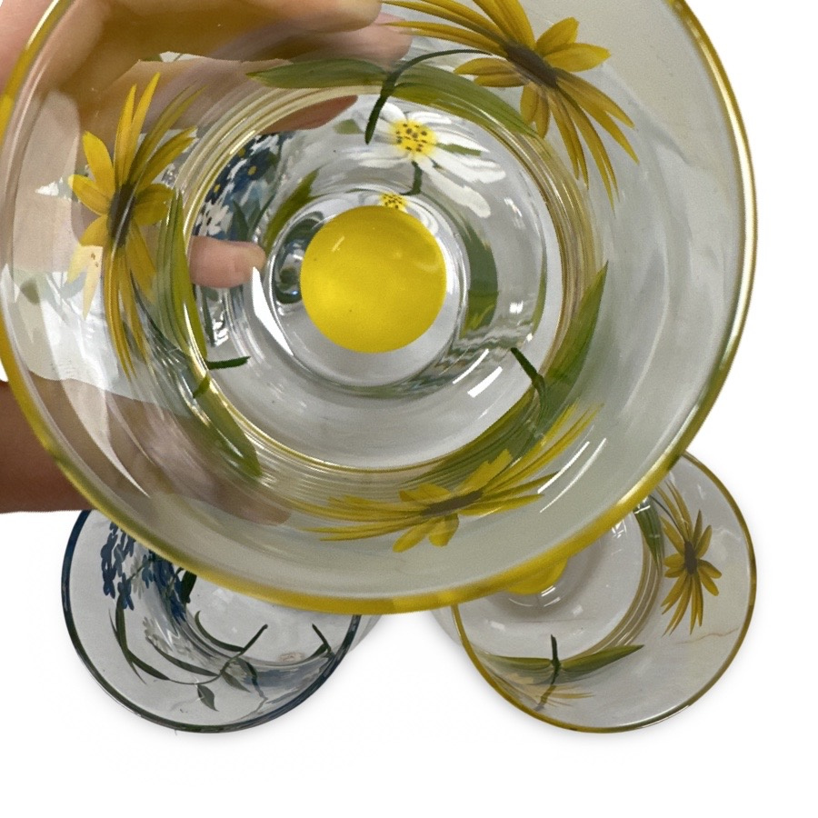 HANDPAINTED GLASS BLOOMY YELLOW