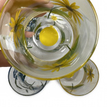 HANDPAINTED GLASS BLOOMY YELLOW HANDPAINTED GLASS BLOOMY YELLOW