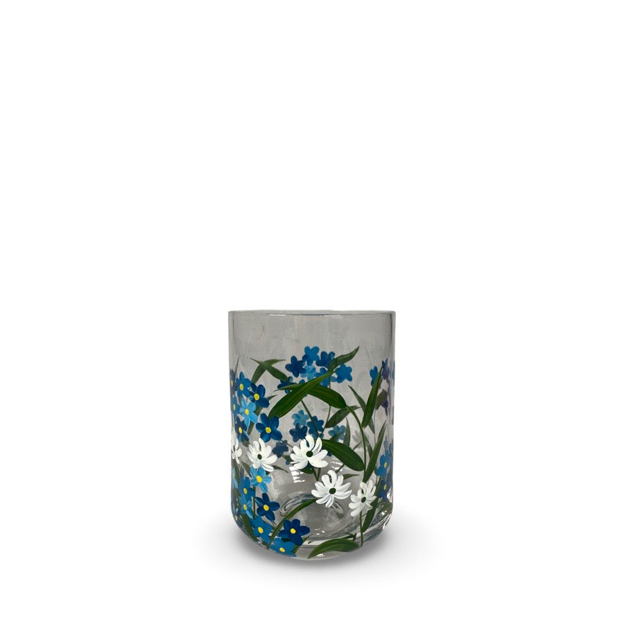 HANDPAINTED GLASS BLOOMY BLUE