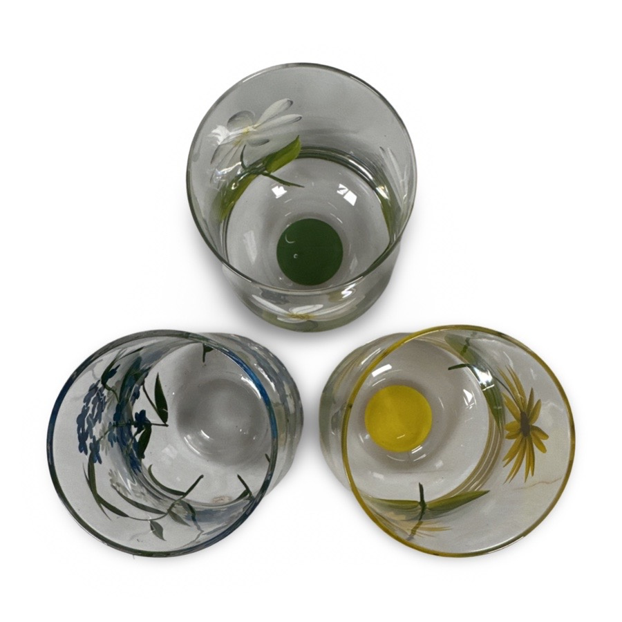 HANDPAINTED GLASS BLOOMY BLUE