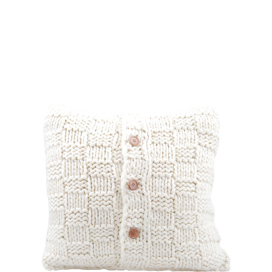 CUSHION COVER KNITTED BUTTON 50X50CM CREAM