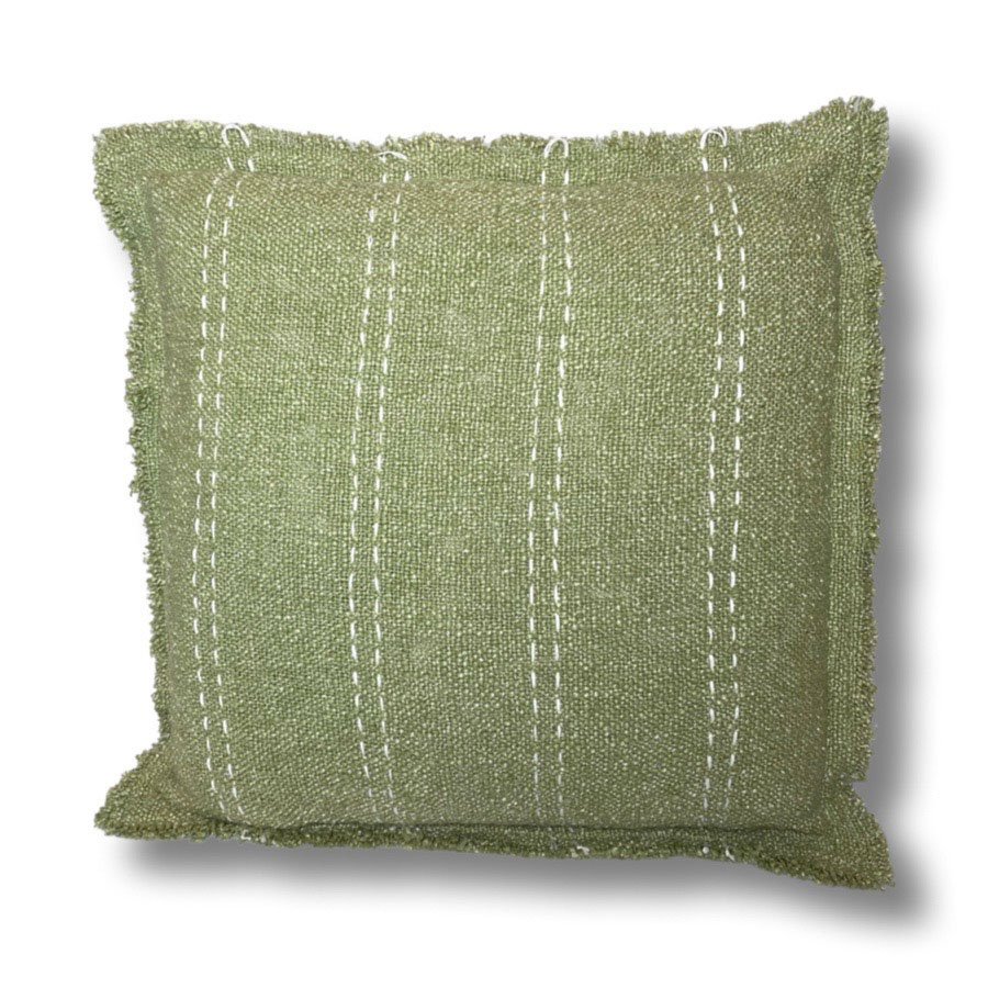 CUSHION COVER KANTHA STRIPES GREEN
