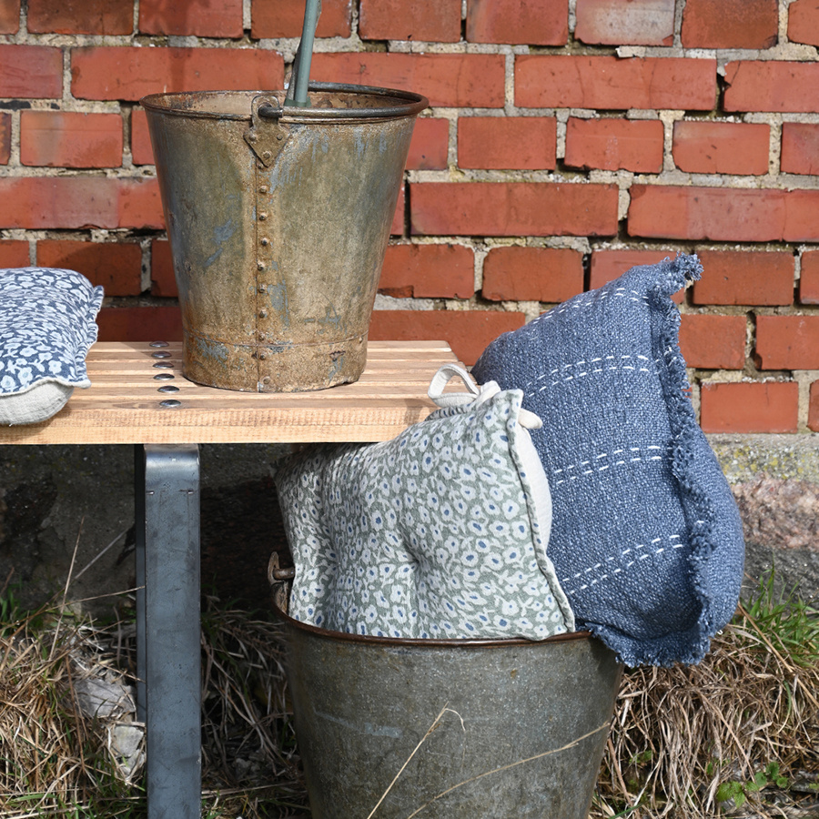CUSHION COVER KANTHA STRIPES BLUE