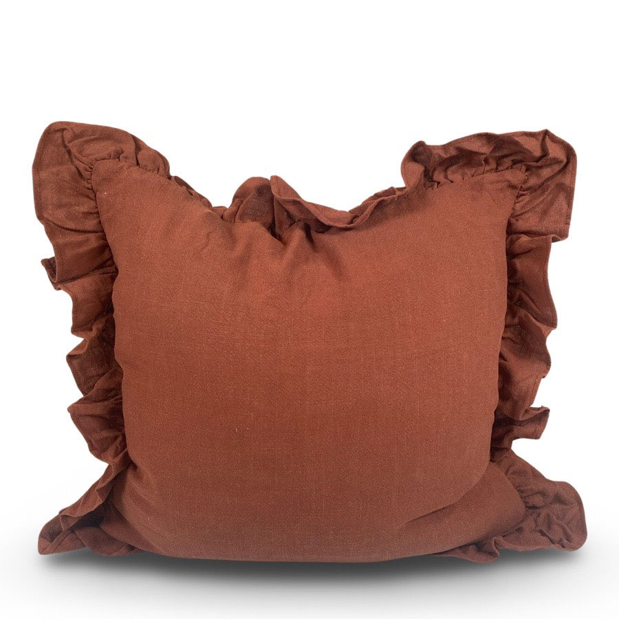 CUSHION COVER FLOUNCE BORDEAUX