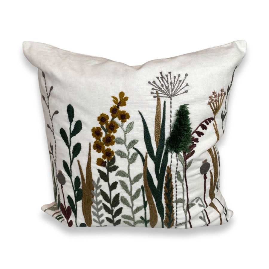 CUSHION COVER SPEAR WHITE/GREEN