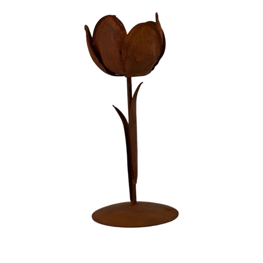 CANDLE HOLDER RUST TULIP L
