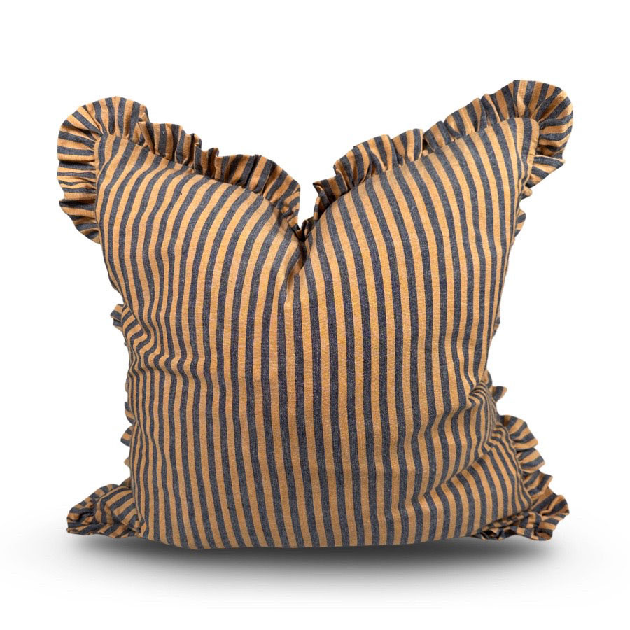 CUSHION COVER FLOUNCE HONEY STRIPE