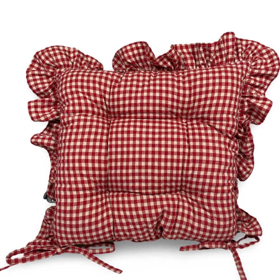 SEAT CUSHION RED CHECKS