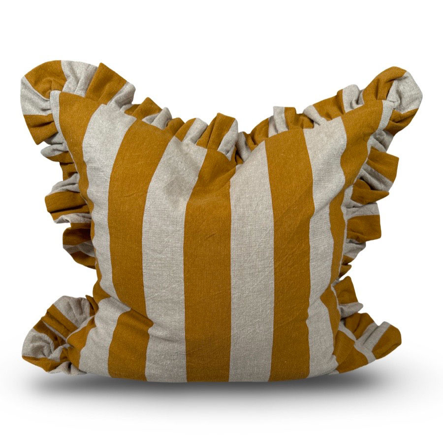 CUSHION COVER FLOUNCE OCRA BLOCK STRIPE